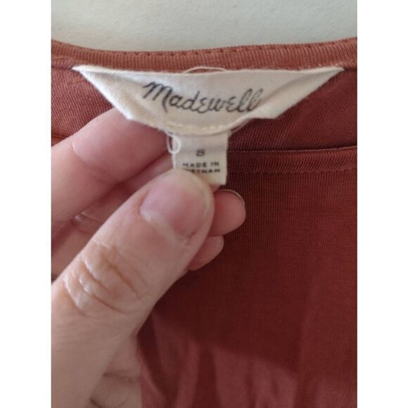 Madewell size S Pink Ruffle Shoulder Long Sleeve Crop Top - Picture 2 of 3